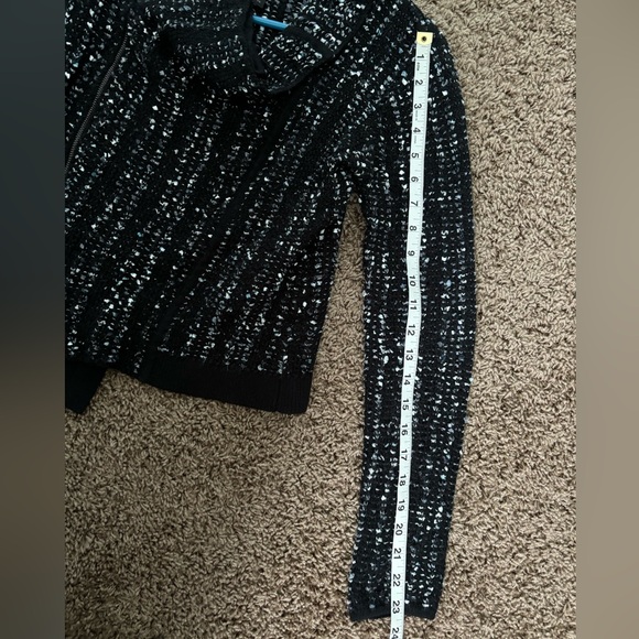 EUC Reeve Moto Cardigan Black White Cotton Blend Scandi Knitwear - Picture 11 of 15